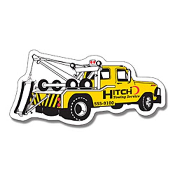 Canadian Manufactured Tow Truck Stock Shaped Magnets, Custom Printed With Your Logo!