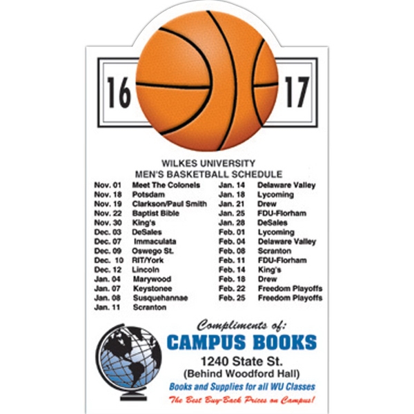 Canadian Manufactured Basketball Sport Schedule Magnets, Custom Made With Your Logo!