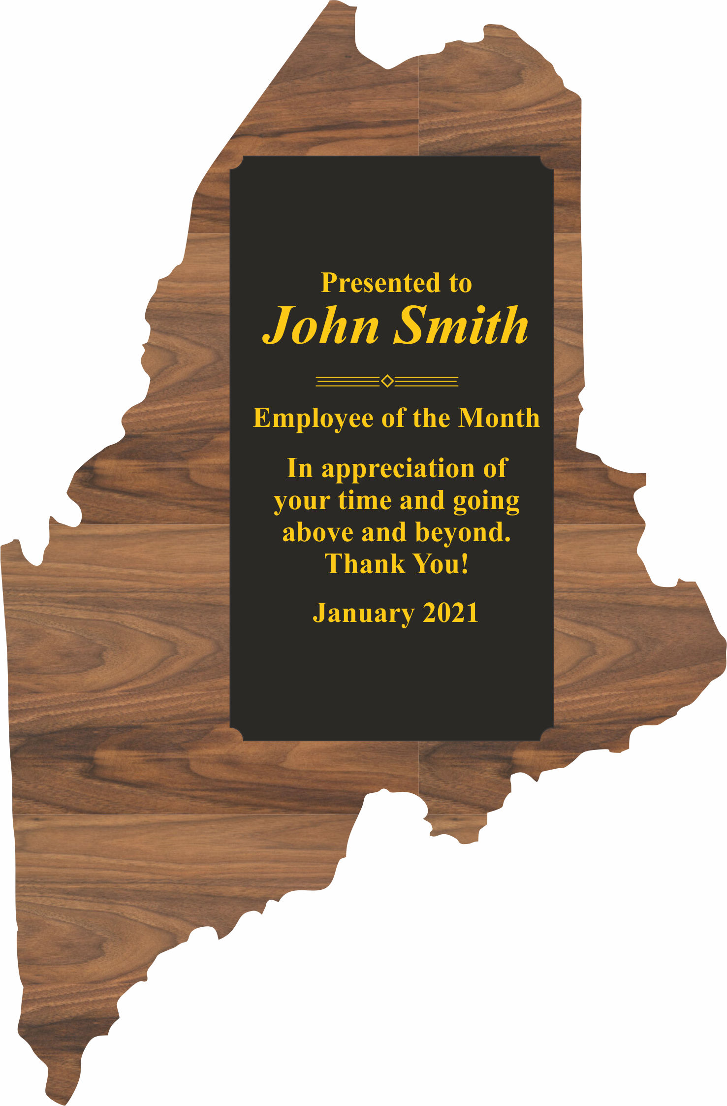 Maine State Shaped Plaques, Custom Engraved With Your Logo!