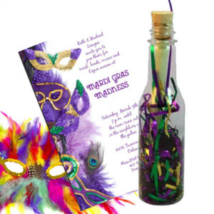 Custom Printed Mardi Gras Message in a Bottles