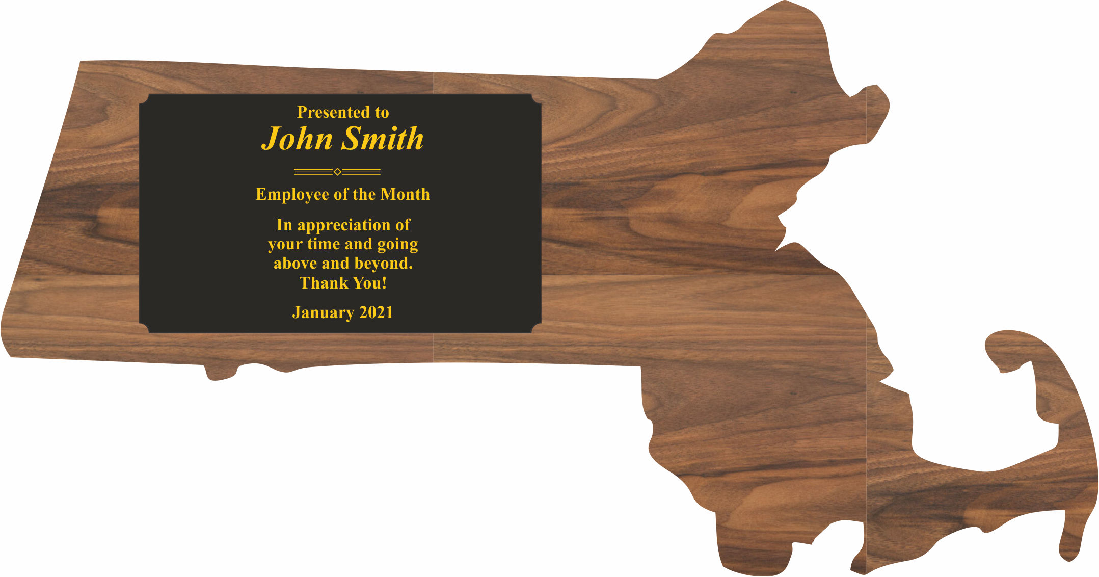 Custom Printed Massachusetts State Shaped Plaques