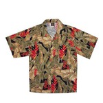 Custom Printed Mens Black and Tan Hawaii Hawaiian Camp Shirts