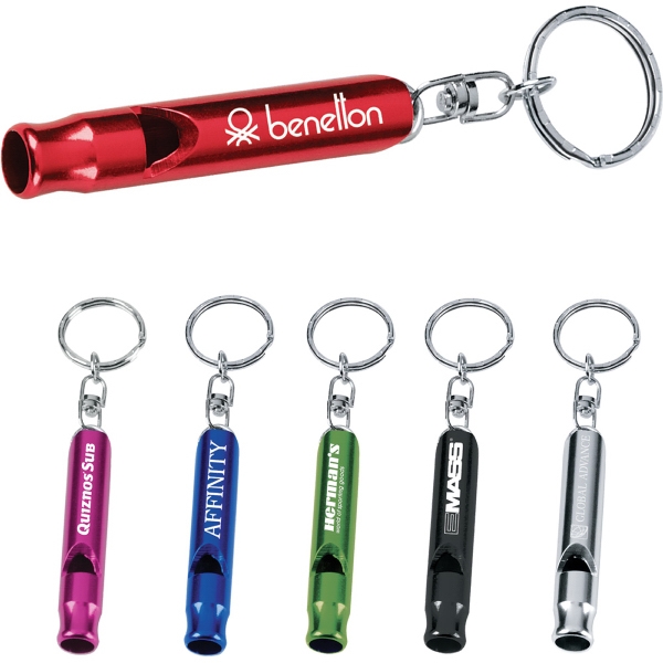 Custom Printed 1 Day Service Metal Whistle Key Rings