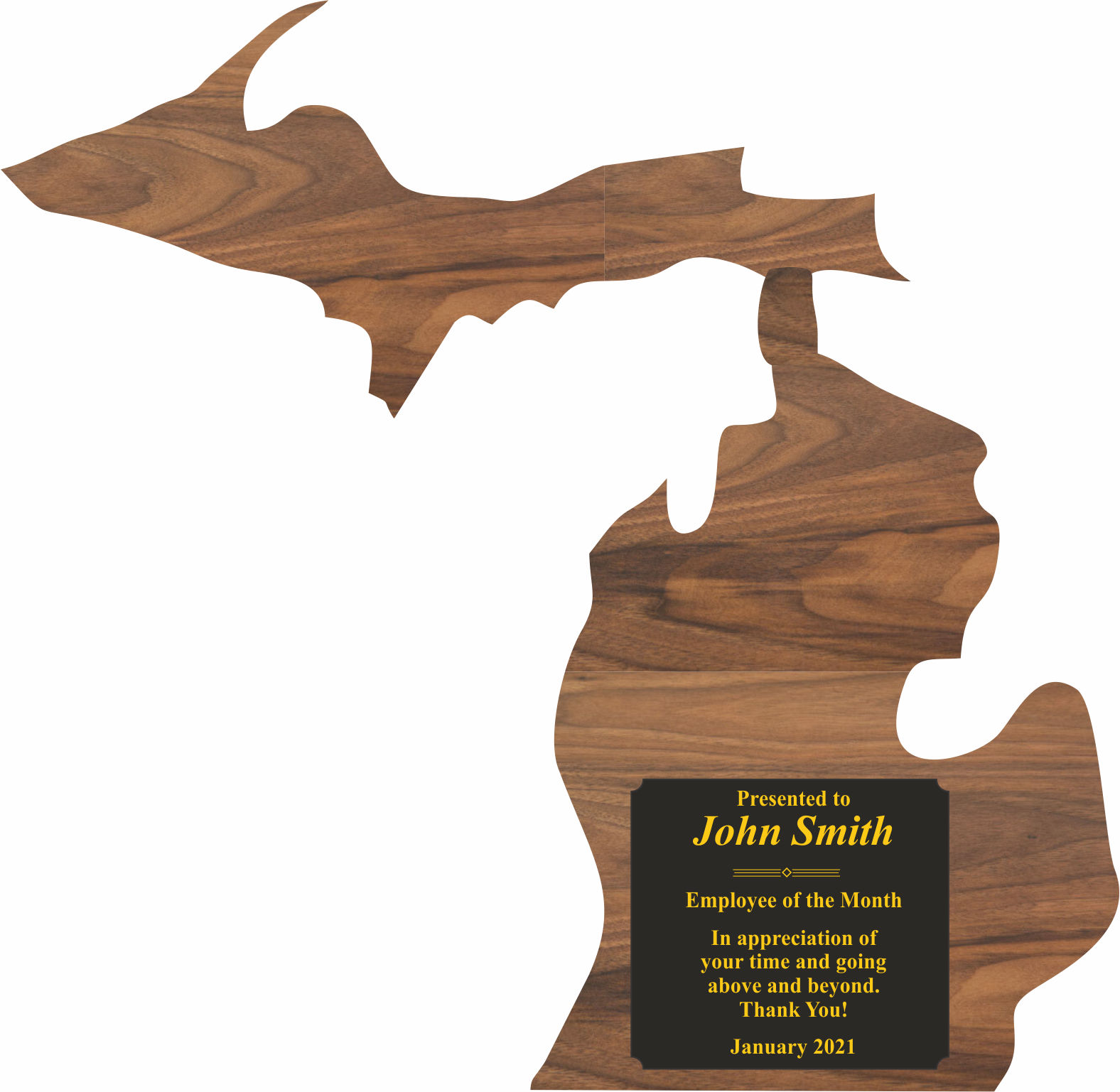 Custom Printed Michigan State Shaped Plaques