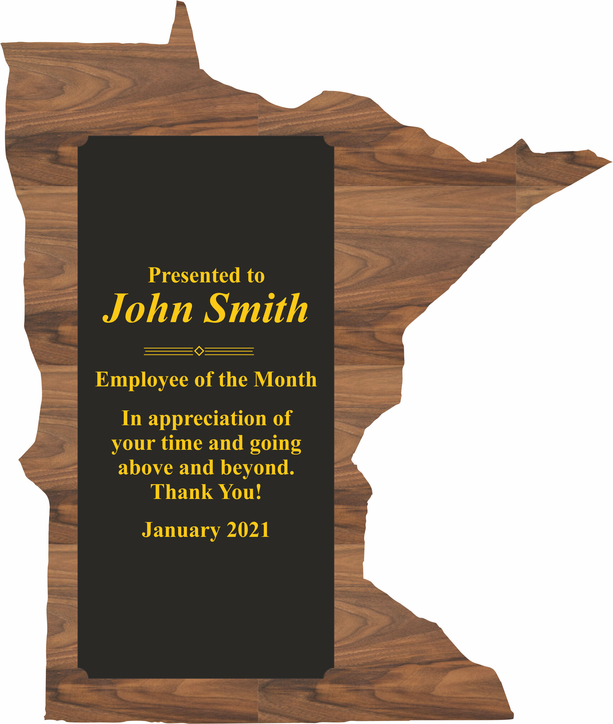 Custom Printed Minnesota State Shaped Plaques