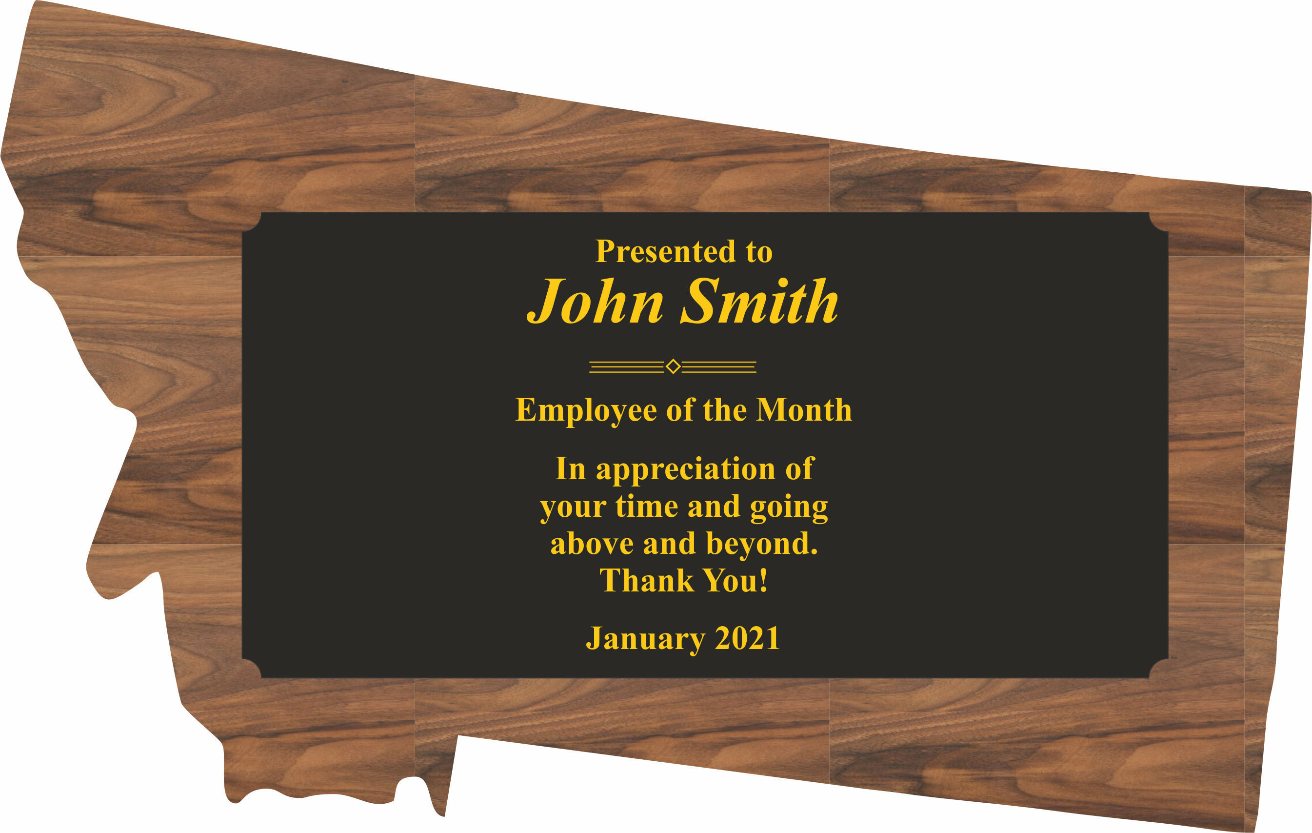 Montana State Shaped Plaques, Custom Engraved With Your Logo!