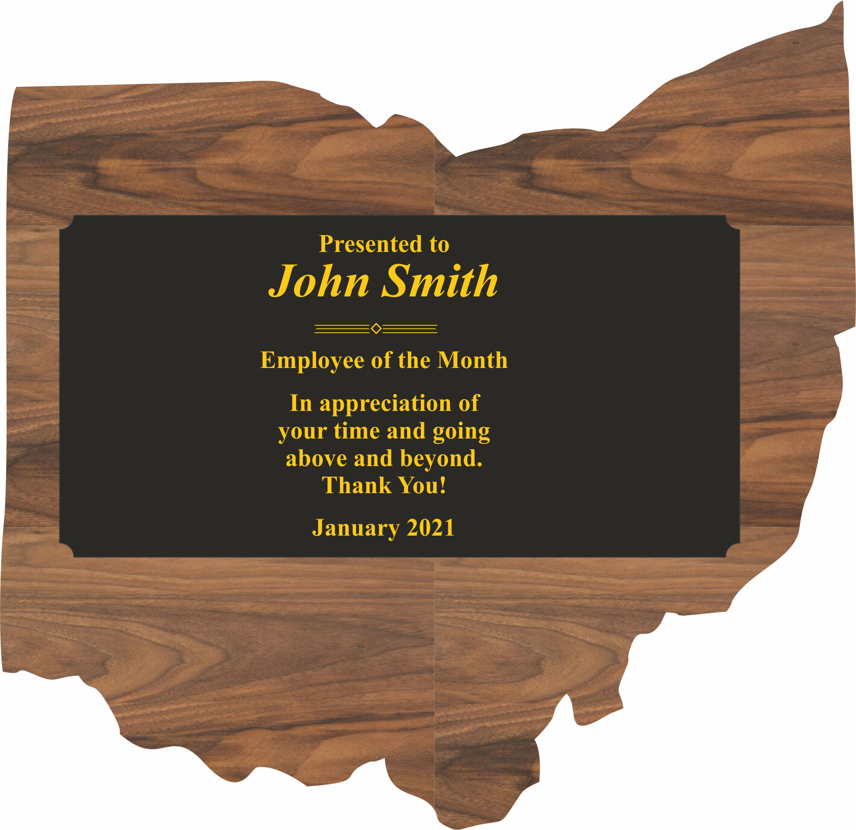 Ohio State Shaped Plaques, Custom Engraved With Your Logo!