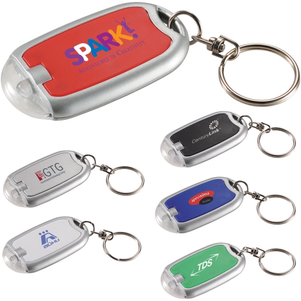 Transparent Magnifier LED Keychain, Custom Printed With Your Logo!