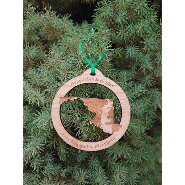 Maryland State Shaped Ornaments, Custom Imprinted With Your Logo!
