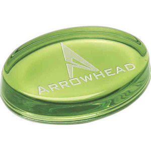 Custom Printed Oval Green Paperweight