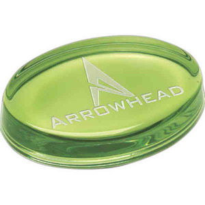 Oval Emerald Paperweight, Custom Made With Your Logo!