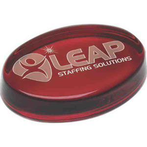 Custom Printed Oval Red Paperweight