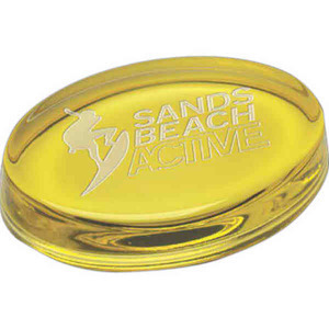 Oval Amber Paperweight, Custom Printed With Your Logo!