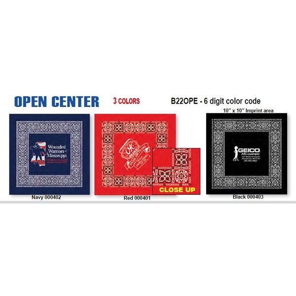 Open Center Bandannas, Custom Printed With Your Logo!