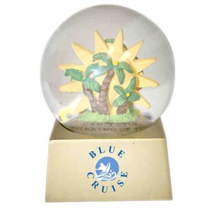 Custom Printed Paradise Shaped Stock Snow Globes