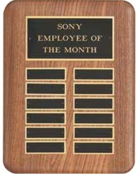 Genuine Walnut Perpetual Plaque With Rounded Corners, Custom Printed With Your Logo!