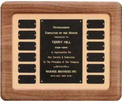 American Walnut Perpetual Plaques Velour Back, Custom Decorated With Your Logo!