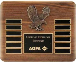 Custom Printed Genuine Walnut Perpetual Plaque With Eagle