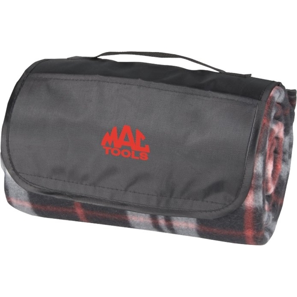 Canadian Manufactured Plaid Picnic Blankets, Custom Imprinted With Your Logo!