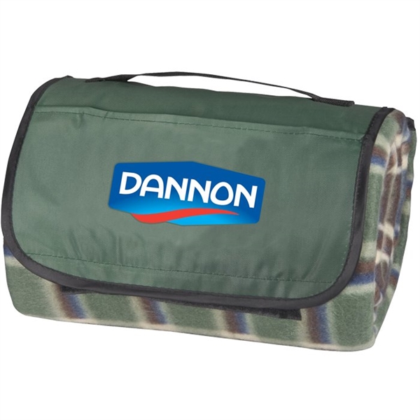 Canadian Manufactured Plaid Picnic Blankets, Custom Imprinted With Your Logo!