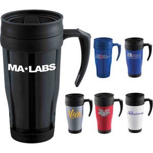 Plastic Double Wall Travel Mugs, Custom Made With Your Logo!
