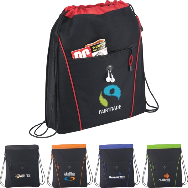 Pull Strap Closure Drawstring Backpacks, Custom Printed With Your Logo!