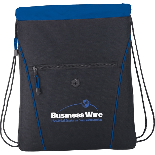 Drawstring Backpacks with MP3 Player Slots, Custom Printed With Your Logo!