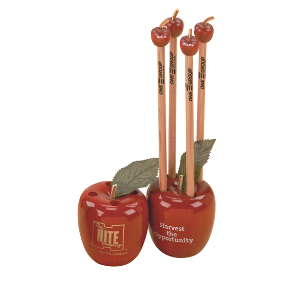Apple Shaped Pencil Holders, Personalized With Your Logo!
