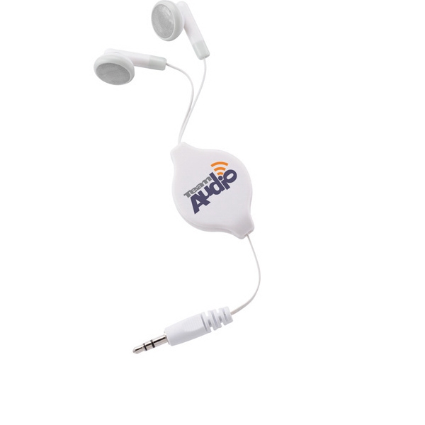 Retractable Earbuds, Custom Printed With Your Logo!