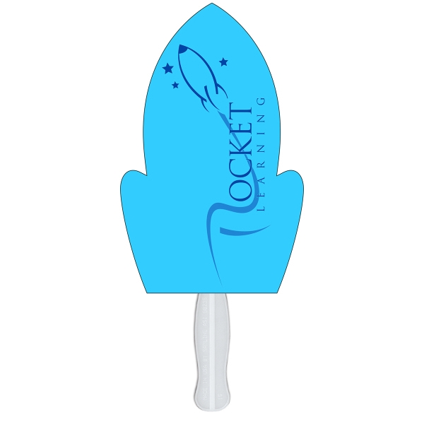 Rocket Stock Shaped Paper Fans, Customized With Your Logo!