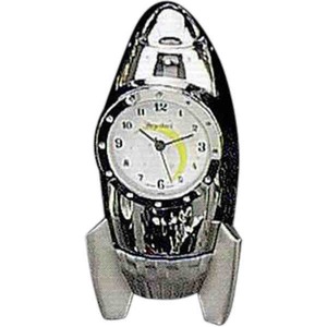 Custom Printed Rocket Shaped Silver Metal Clocks