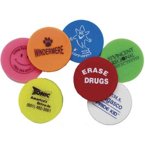 Round Shaped Erasers, Custom Printed With Your Logo!