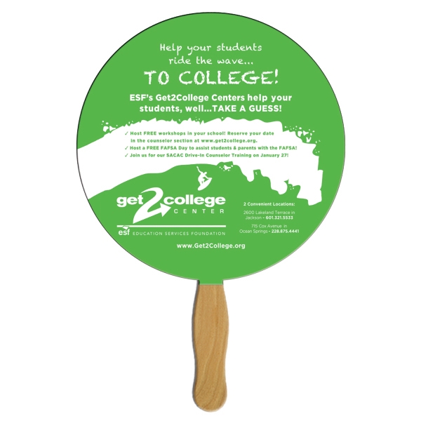 Circle Stock Shaped Paper Fans, Custom Printed With Your Logo!