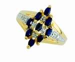 Safety, Recognition and Incentive Program Ladies' Multi Sapphire and Diamond Accent Vermeil Ring!