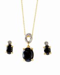 Safety, Recognition and Incentive Program 3 Piece Sapphire Diamond Pendant and Earring Set!