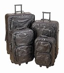 Safety, Recognition and Incentive Program 4 Piece Genuine Patch Leather Wheeled Luggage Set!
