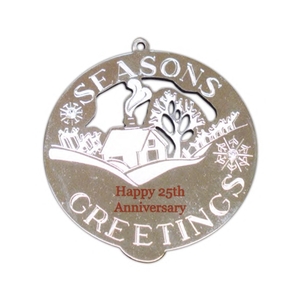 Seasons Greetings Christmas Ornaments, Customized With Your Logo!