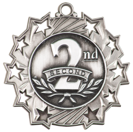 Custom Printed Second Place Ten Star Medals