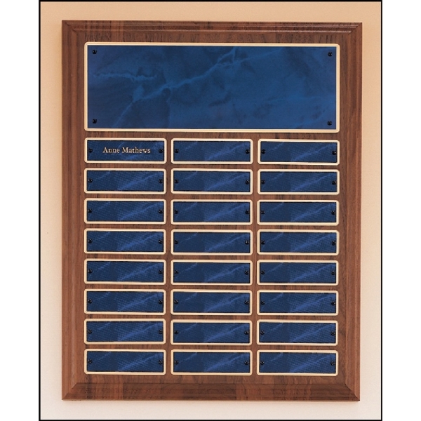 Walnut Perpetual Plaques With Sapphire Marble Plates, Custom Made With Your Logo!