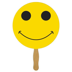 Smiley Face Stock Shaped Paper Fans, Customized With Your Logo!