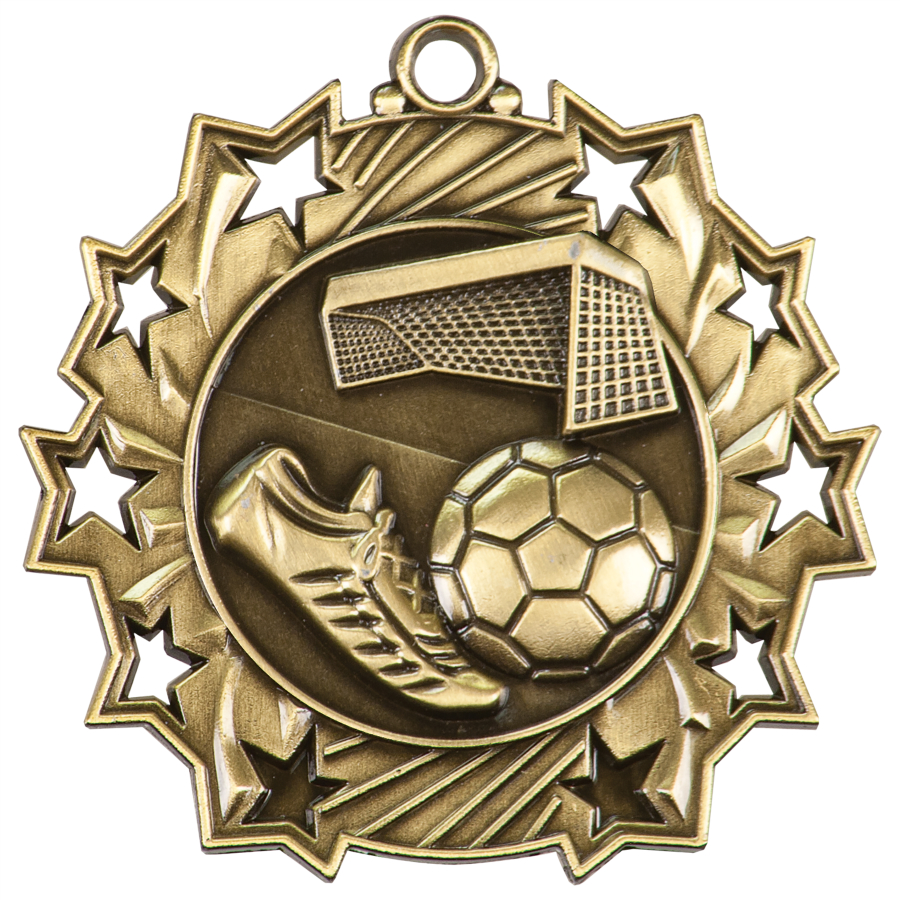 Soccer Ten Star Medals, Custom Made With Your Logo!