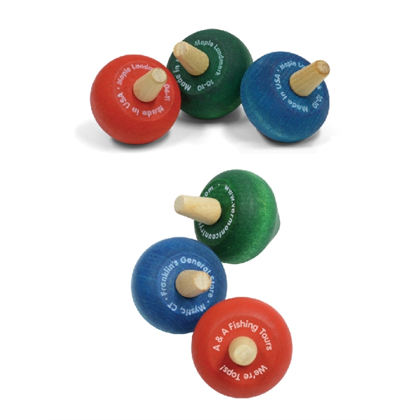 Hardwood Spinning Tops, Custom Imprinted With Your Logo!