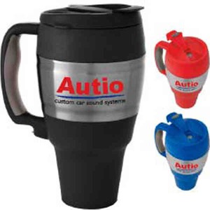 Stainless Steel Keg Shaped Travel Mugs with Leak Resistant Lids, Custom Decorated With Your Logo!