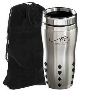 Custom Printed Stainless Steel Ridged Mug and Velvet Gift Bag Sets