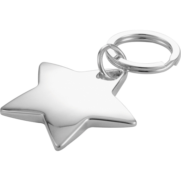 1 Day Service Star Shaped Chrome Plated Nickel Key Rings, Customized With Your Logo!