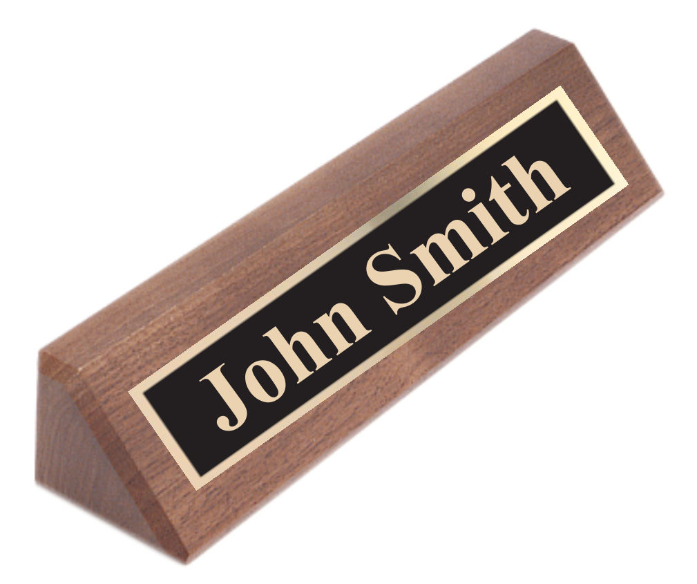 Custom Printed Genuine Walnut Desk Name Plates