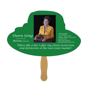Dress Hat Stock Shaped Paper Fans, Customized With Your Logo!