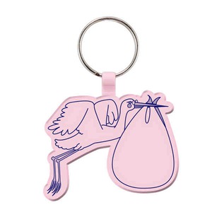 Custom Printed Stork Bird Shaped Keytags