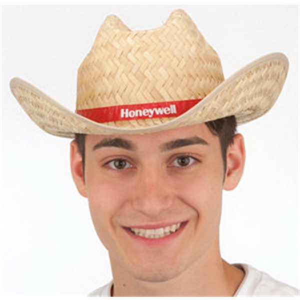 Straw Printed Band Cowboy Hats, Custom Printed With Your Logo!
