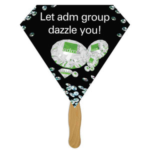 Diamond Jewel Stock Shaped Paper Fans, Custom Printed With Your Logo!